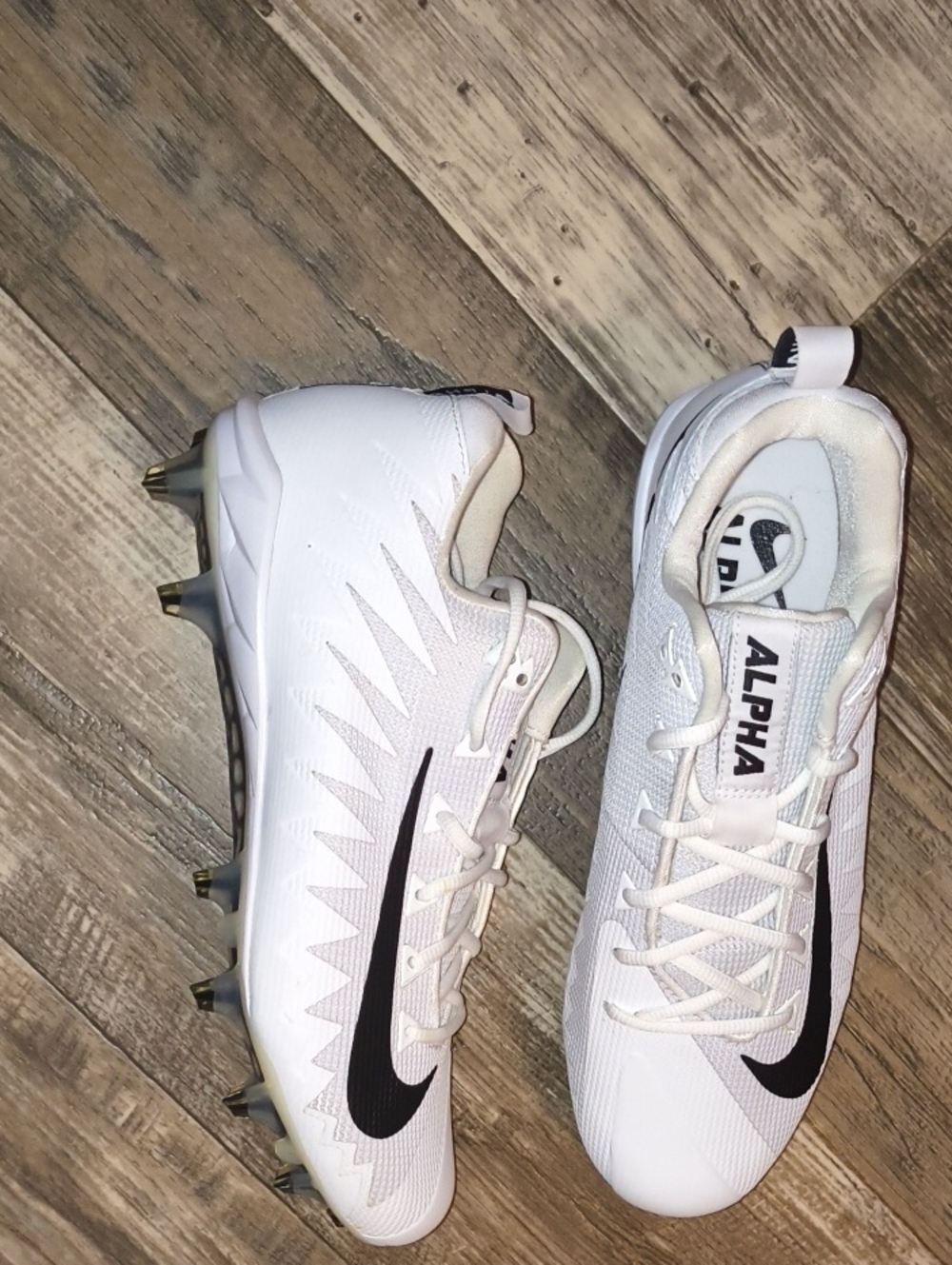 Nike White and Black Alpha Menace Men's Athletic Cleats